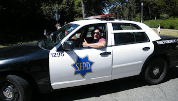 Sitting in the patrol car