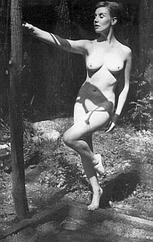 Girl by a shower