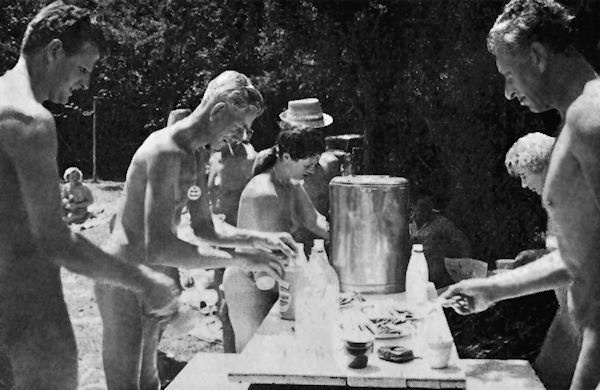 The line up for tea at another national rally