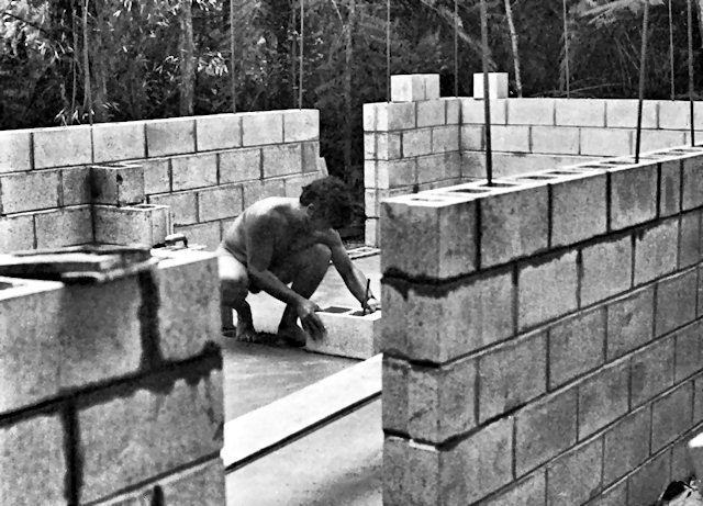 The block-laying half done