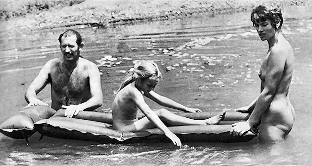 A Wellington family in a river